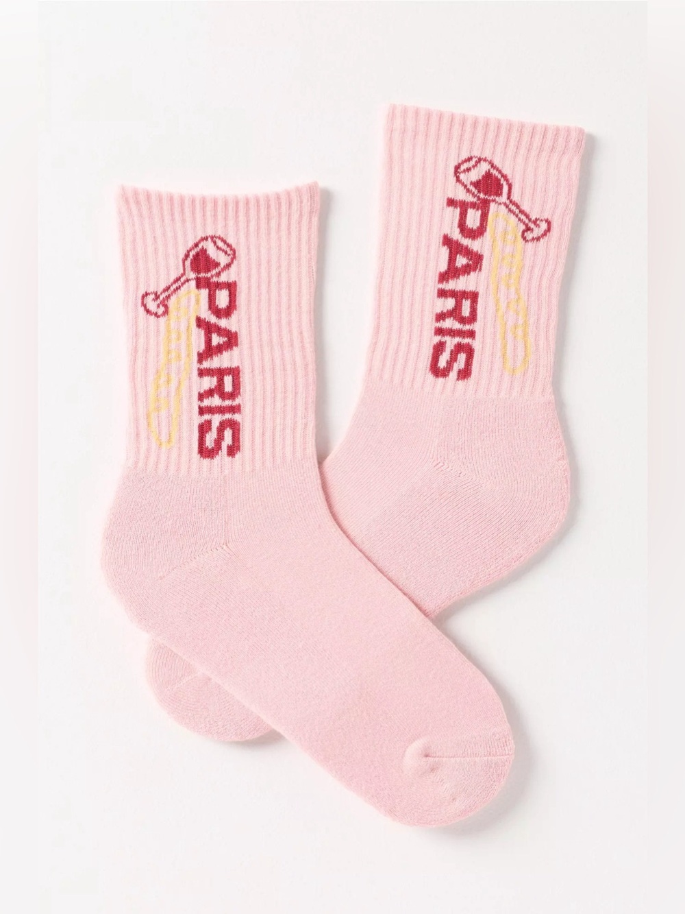 NWT Anthropologie City Icon Crew Socks, Pink, Paris